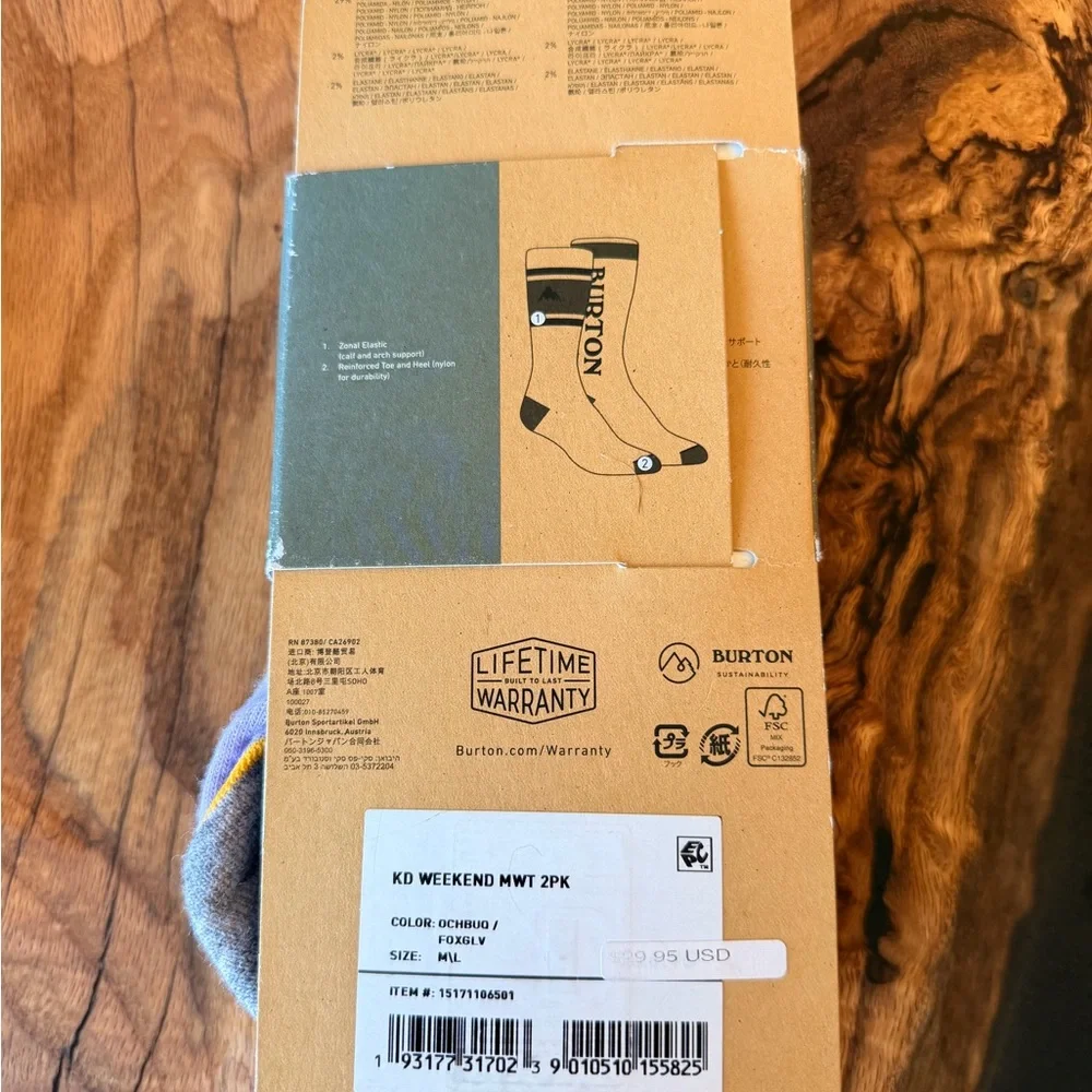 Burton Kids Midweight Ski Snowboard Socks 2-Pack Crew Winter NEW